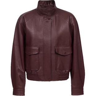 Vero Moda皮衣2025冬季新款羊皮革落肩口袋拉链短外套325410003