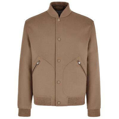 CANALI康纳利米色羊毛和羊绒混纺男士飞行员夹克