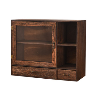 实木防尘茶杯架茶具桌面收纳柜置物展示柜抽屉中式茶柜器皿