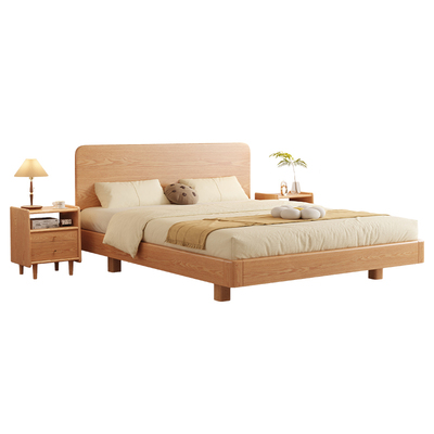 全实木床悬浮床1.8m主卧双人床家用儿童地台床北欧原木风单人床架