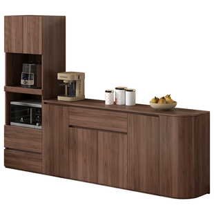 中古风圆弧餐边柜一体靠墙柜酒柜小户型圆弧碗橱收纳柜定制1G389