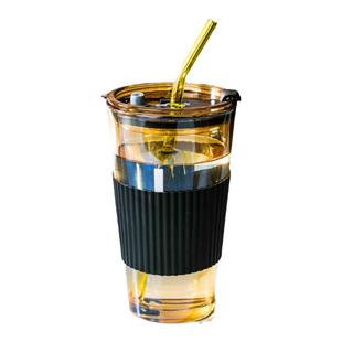 500ml玻璃杯办公室女生豆浆咖啡杯高颜值透明喝水杯带盖泡茶杯子