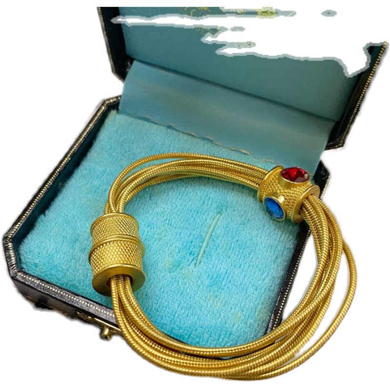 包邮 1822 复古Vintage镀真金保色转运珠多层铜链条磁吸手链项链