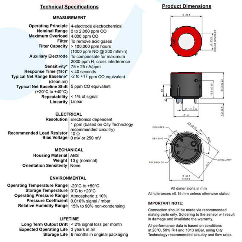 CITY一氧化碳CO5系传感器A5F德图国技烟气分析仪报警器工业安防