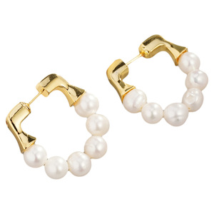 淡水珍珠U型耳环时尚百搭复古法式小众耳圈欧美港风ins冷淡风耳饰