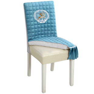 海绵椅子套罩加厚防滑坐垫通用矮背高靠背北欧麋鹿实木餐桌凳皮座