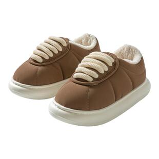 羽绒布棉拖鞋女士冬季2024新款厚底保暖室内家居防滑包跟外穿棉鞋