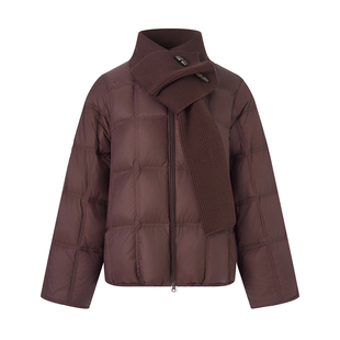 迪奥90白鸭绒羽绒服女25冬季新款含针织围巾两件套设计感棉服外套