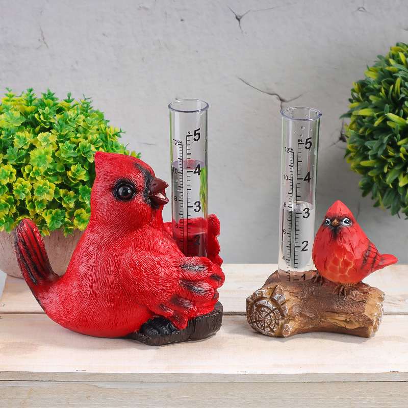 美式花园侏儒小矮人量雨器猫头鹰摆件户外园林树脂小鸟雕塑工艺品