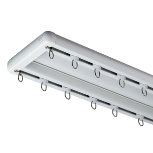 窗帘轨道双轨静音铝合金滑轨飘窗双层导轨顶装双排滑道盒子一整套