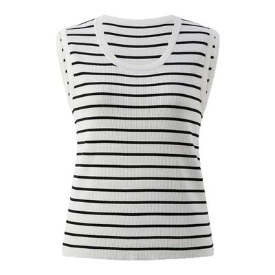 PRICH时尚干练撞色针织背心夏季无袖显瘦马夹上衣女