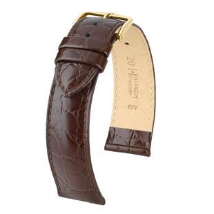 Hirsch海奕施亮光薄款鳄鱼花牛皮真皮男女装手表带适用浪琴瑰丽CK