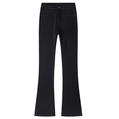 黑色微喇裤女小个子牛仔裤新款