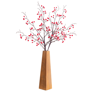 阿楹 新年福桶冬青红果盆栽春节仿真插花摆件乔迁玄关微景观装饰