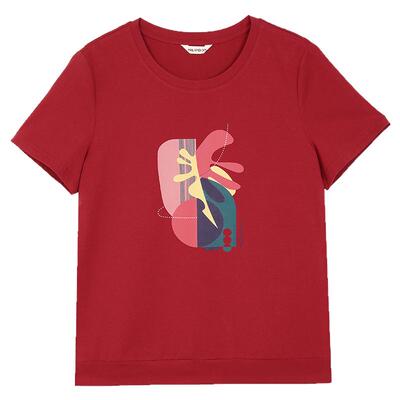 米兰登时尚印花T恤女短袖上衣薄