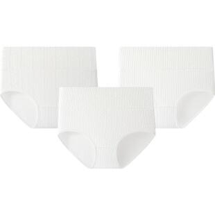 [3条]三枪纯棉女士内裤高腰10A抗菌A类面料棉竖条纹提花三角裤