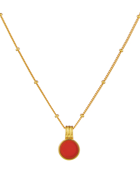 VOGUEWANG红玛瑙纯银圆珠项链