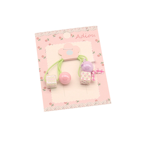 韩系春新款儿童亮色板材水果闪闪绕绕皮筋组合女童不伤发扎发皮筋