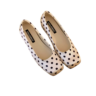 欧美风方头波点小众设计高级感浅口女玛丽珍一脚蹬豆豆单鞋配裙子