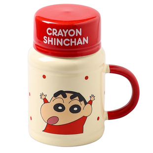 舍里蜡笔小新陶瓷马克杯高颜值带盖水杯送女生生日礼物闺蜜伴手礼