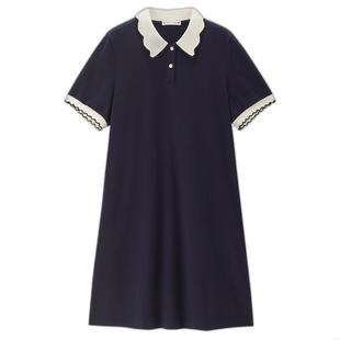 设计师款佐丹奴裙子女夏季新款运动撞色翻领polo连衣裙女18465912