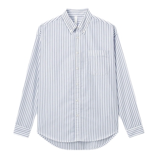 IT WITTH LOVE女装条纹长袖衬衫短裤套装新款时尚清爽两件套8005X