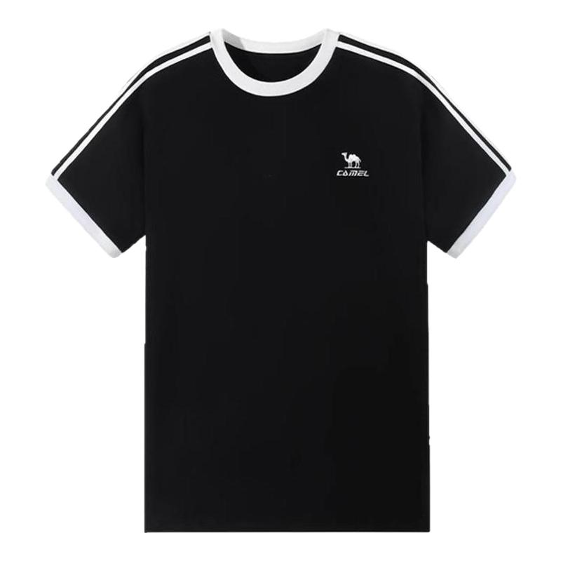 駱駝女裝圓領(lǐng)短袖T恤2025夏季新款情侶寬松復古運動休閑上衣男