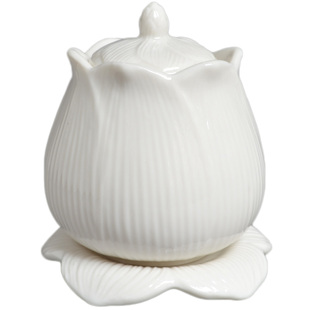 佛前佛用莲花杯子供水杯荷花净水圣水杯观音贡杯茶杯供奉供杯陶瓷