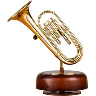 欧式古典风大小号萨克斯乐器书房摆件创意旋转八音盒音乐盒送男生