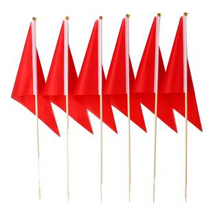 尖杆小红旗80厘米 1米长尖头竹竿插地标记旗大号彩旗旗子三角彩旗实心竹竿工地标记防水防晒指挥道路标指引