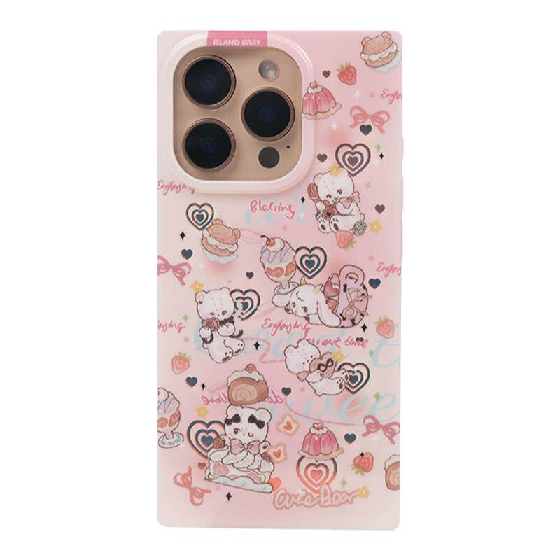 灰岛 甜心下午茶方形手机壳 双层印花 适用于苹果iPhone17 16 15 14 Pro Max 原创设计 可爱少女童趣