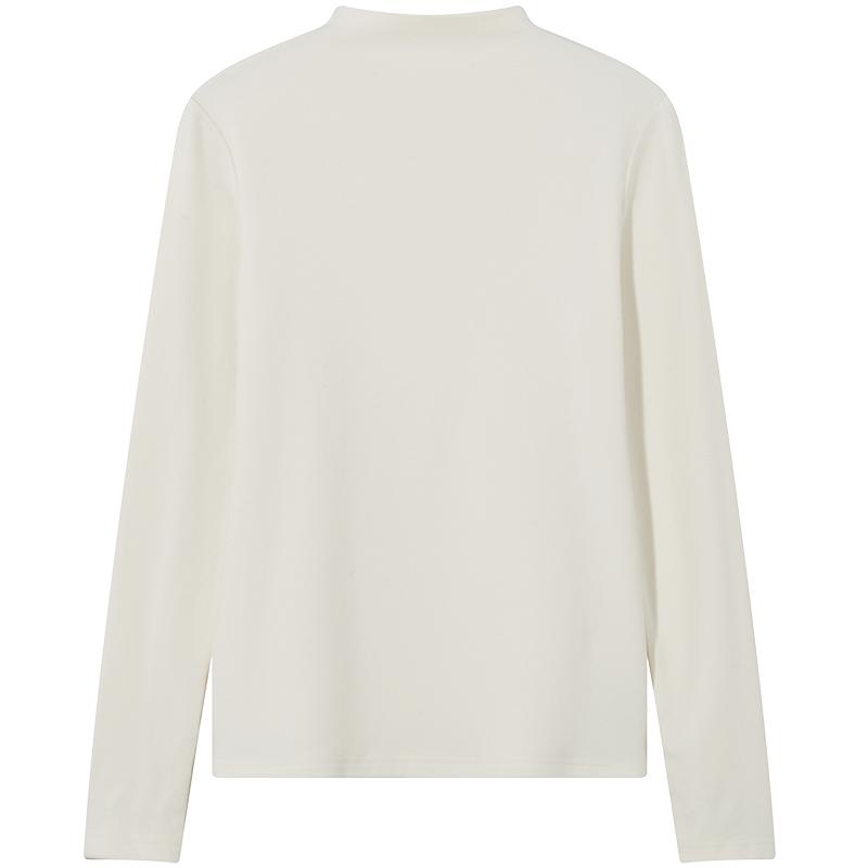 热风纯色长袖t恤2025年冬季新款女士绒感半高领亲肤软糯上衣内搭