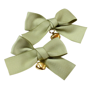 抹茶绿色牛油果绿蝴蝶结发夹对夹双马尾Lolita铃铛jk头饰品可爱萌