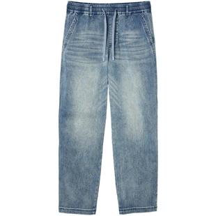 907杰克琼斯男装秋季牛仔裤宽松锥腿廓形阔腿弹力抽绳长裤子男款