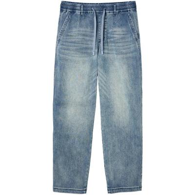 907杰克琼斯男装秋季牛仔裤宽松锥腿廓形阔腿弹力抽绳长裤子男款