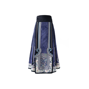 HUI卉琉璃瓦蓝非遗植物印纹中式老钱马面裙半身裙2026春新款