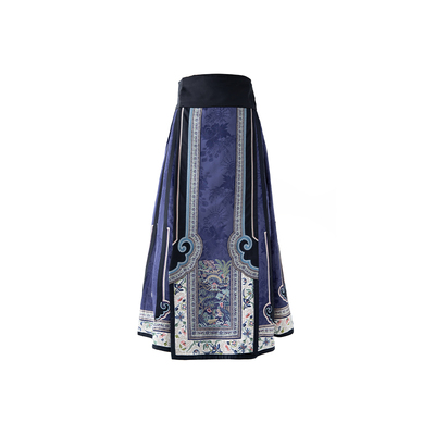 HUI卉高定琉璃瓦蓝非遗植物印纹中式老钱马面裙半身裙2026春新款