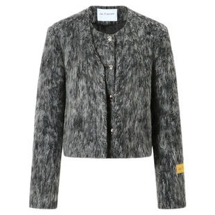 JAC FLEURANT【孙乐言于文文同款】灰色羊驼毛无领假两件外套女