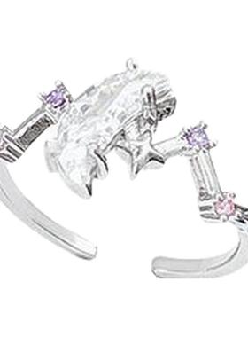 时尚月亮锆石开口戒指轻奢小众