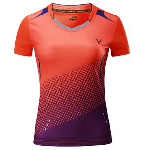 新款夏短款网乒乓羽毛球服女上衣运动休闲速干短袖圆领T恤半袖衣