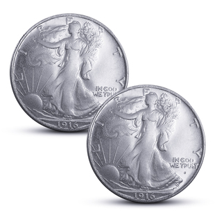 1916-1917双面行走女神半美元银币 魔术币道具硬币外自由女神鹰洋