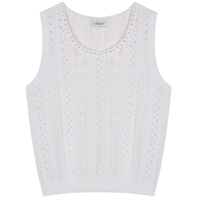 CRUSH钩花镂空圆领背心