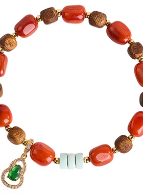 原矿南红玛瑙牛血红本命年马手链