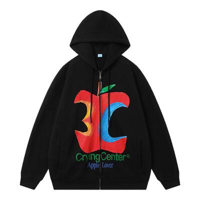 CryingCenter 摇粒绒底3c苹果拉链女款短卫衣 男女同款 哭喊中心