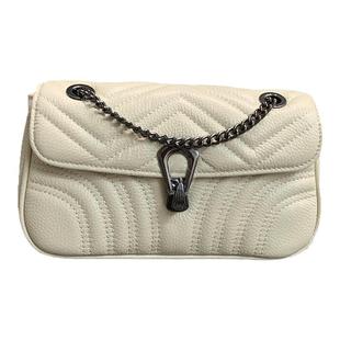 包袋精髓上新品真皮女包韩版夏季百搭头层牛皮链条单肩米白小方包