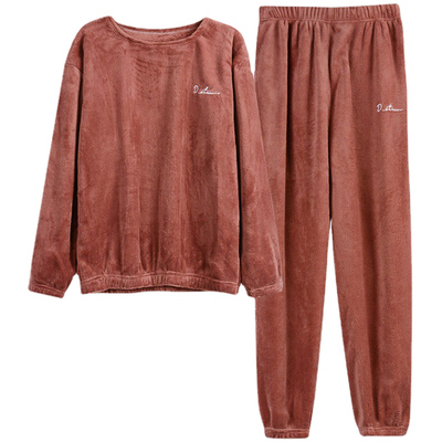 大码珊瑚绒睡衣女加绒加厚冬保暖