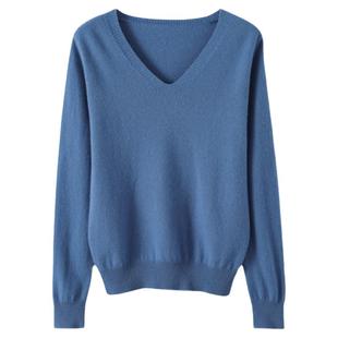 羊绒衫女V领秋冬新款纯色短款毛衣长袖内搭大码羊毛衫针织打底衫