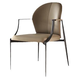 诚骏意式茶室主人椅设计师家用茶桌椅轻奢高级书椅真皮茶椅客人椅