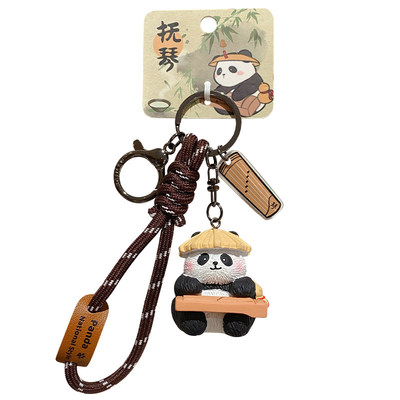 百茂2025新款四川抚琴熊猫钥匙扣