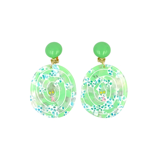 BOMBCACA春天的小蛇 原创设计蛇来运转新年款多巴胺清新绿色耳环